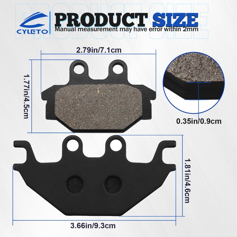 Cyleto Front and Rear Brake Pads for CAN AM DS250 DS 250 2007-2014 Kawasaki Brute Force 300 KVF300 KYMCO MXU 250 300 500 UXV 500 700 SYM Quadlander 300 600 ARCTIC CAT 250 300 - Image 2